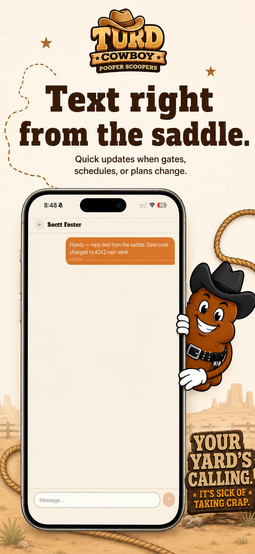 Message your Cowboy from the app