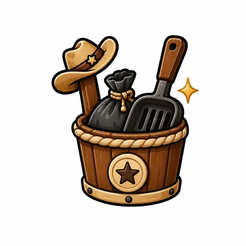 Sparkling bucket with hat, bag, and scooper
