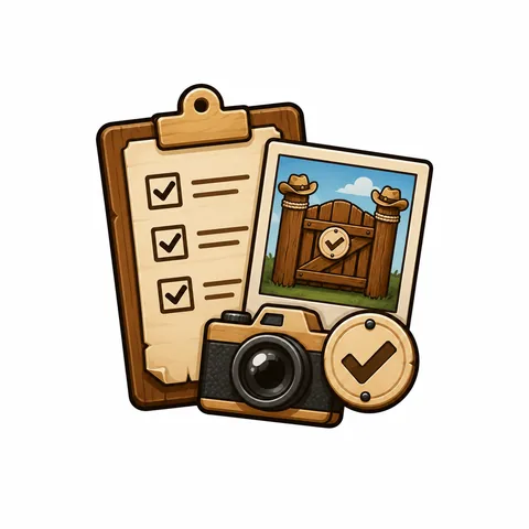 Clipboard, camera, and a gate photo